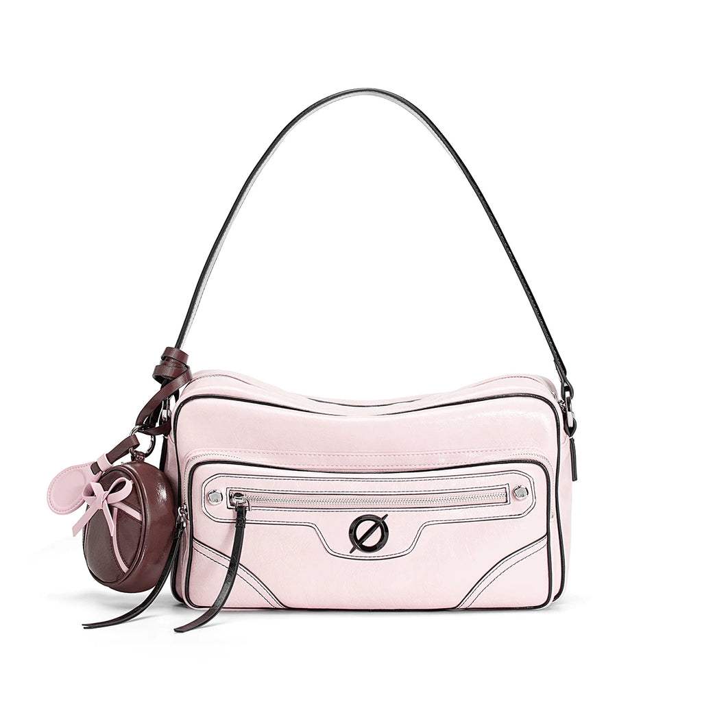 JELLY TOYBOY Pink Faux Leather Zip Crossbody Bag