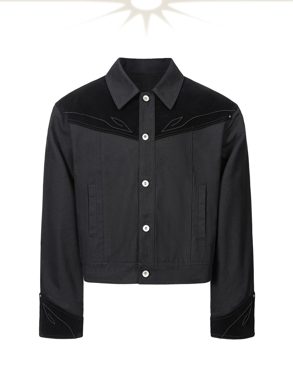 Esaias Rune Embroidered Canvas Cropped Jacket