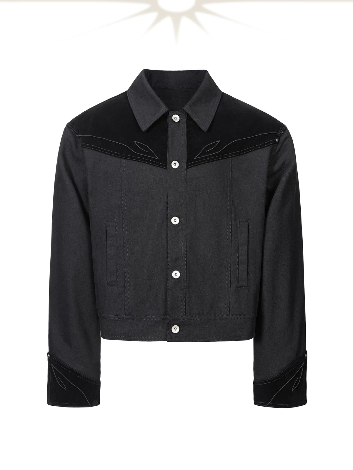 Esaias Rune Embroidered Canvas Cropped Jacket