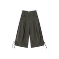 KANO Dark Gray Japanese Relaxed Fit Loose Capri Cargo Pants