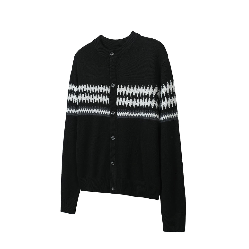 TZ Jacquard Striped Lapel Loose Wool Tee