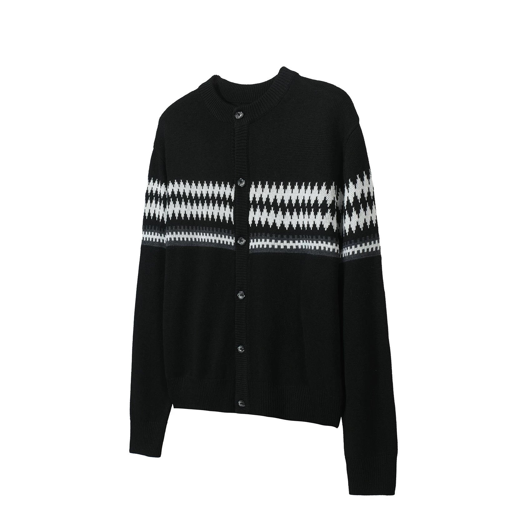 TZ Jacquard Striped Lapel Loose Wool Tee