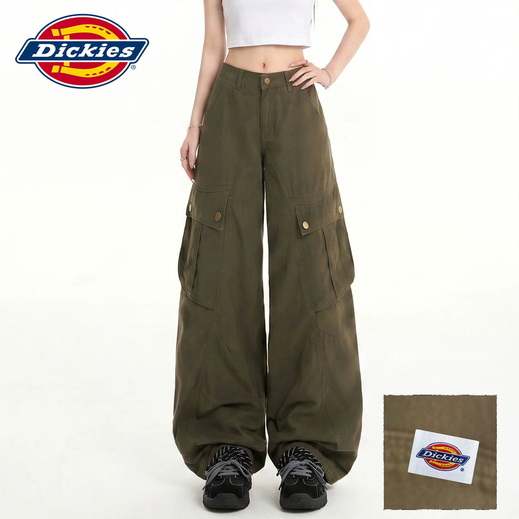 Dickies Army Green High-Waist Wide-Leg Cargo Pants