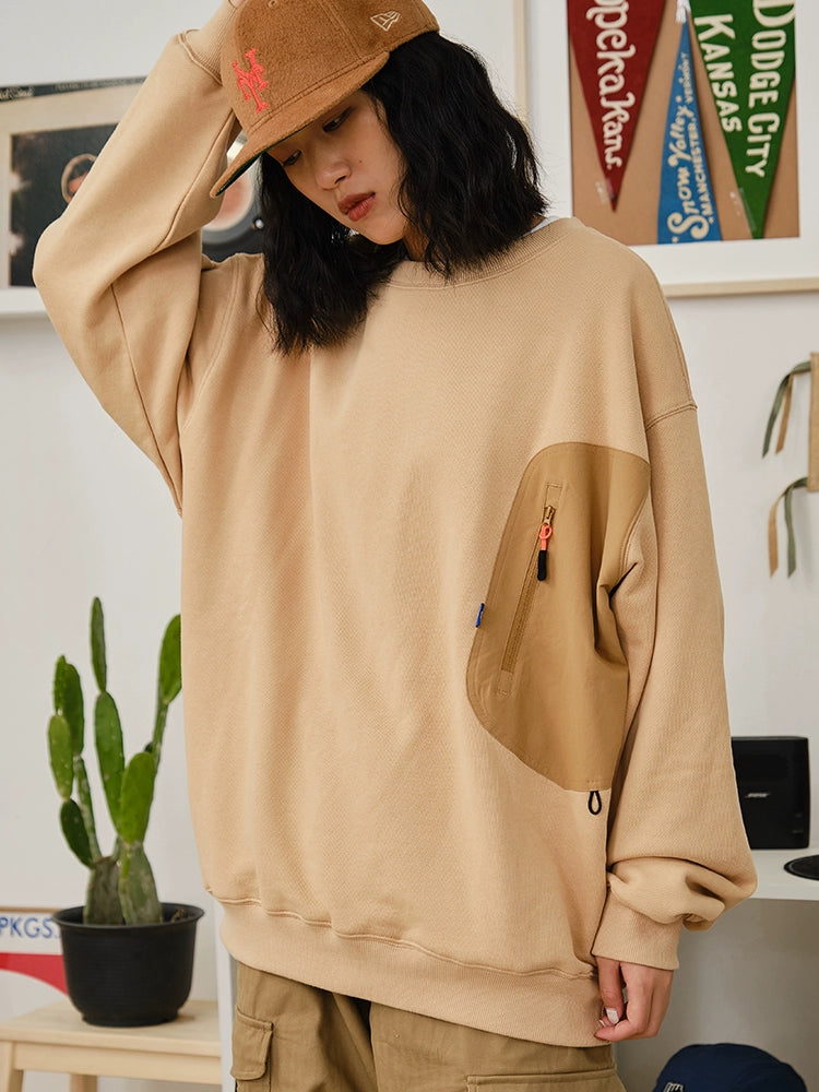 Battles Stitching Zipper Pocket Thick Needle Embroidered Sweater