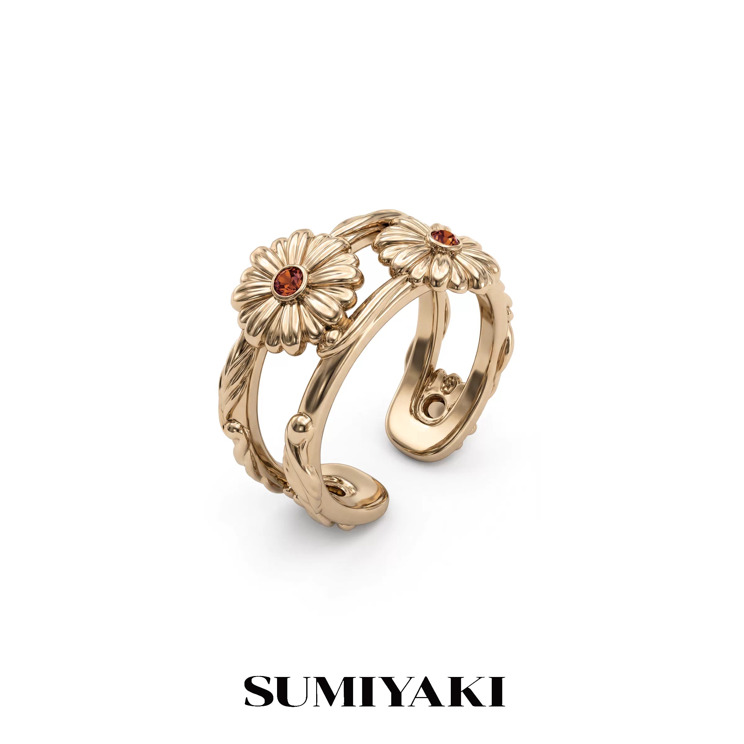 SUMIYAKI Vintage Daisy Adjustable Open Ring