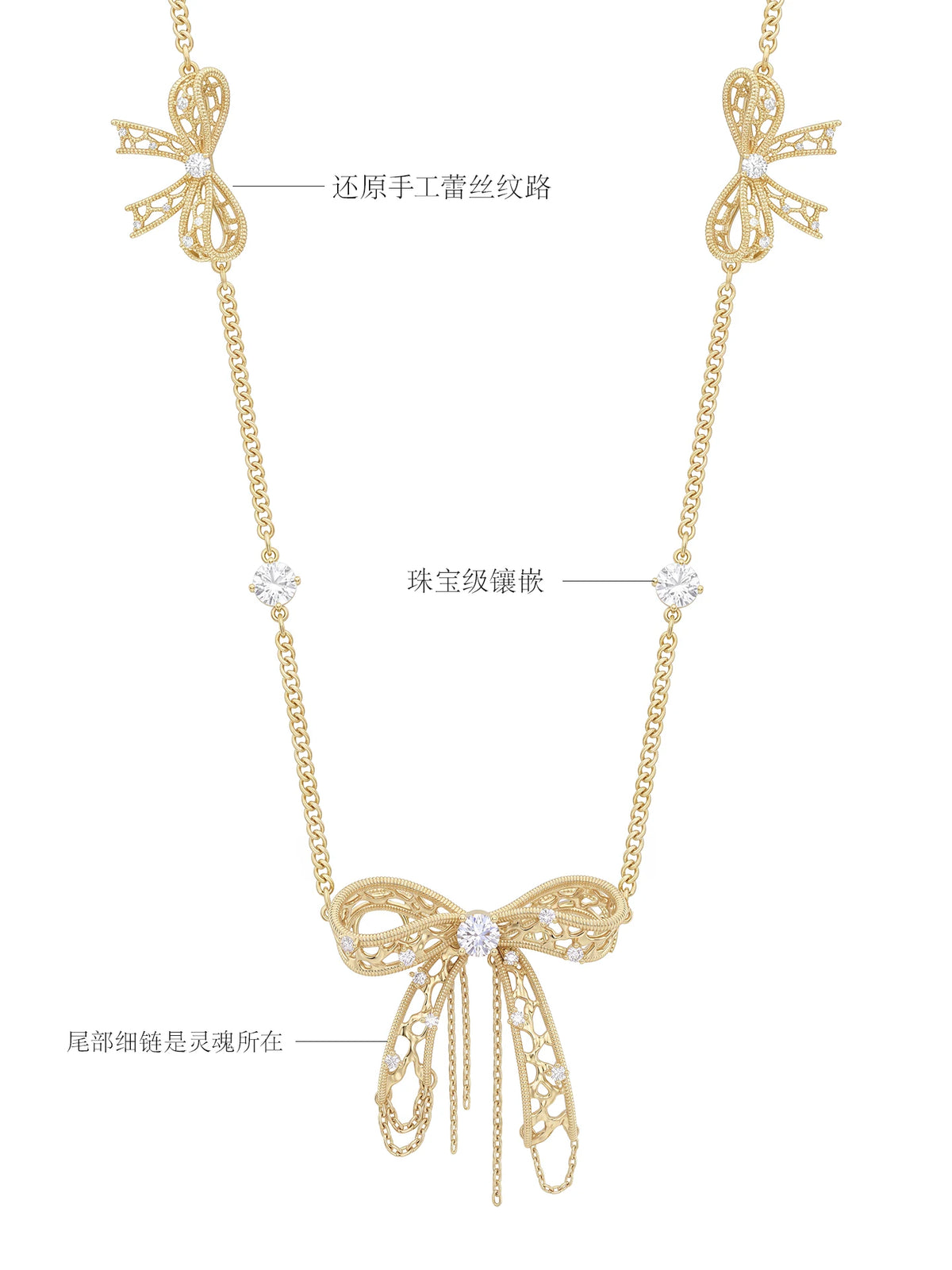 SUMIYAKI Lace Bow Collarbone Chain Necklace