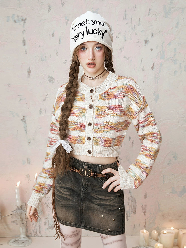 IMONE Striped Thin Soft Waxy Knitted Sweater