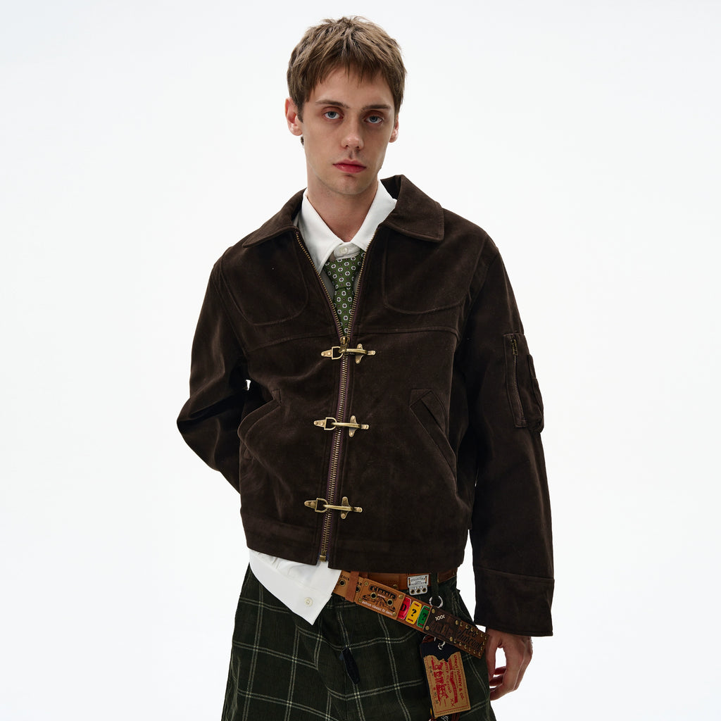 MADWITCH X BTSG Deconstructed Splicing Aircraft Buckle Short Jacket