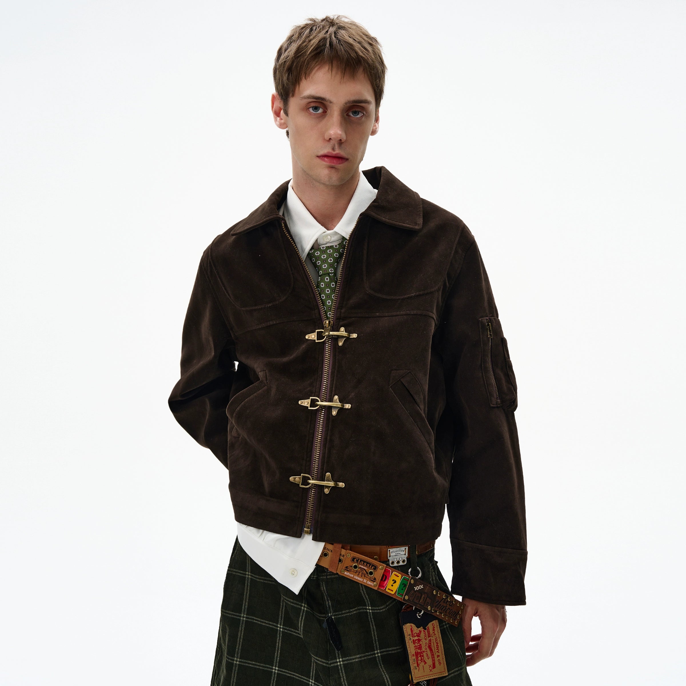 MADWITCH X BTSG Deconstructed Splicing Aircraft Buckle Short Jacket