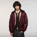 Azure Lisseur CHERRY Wine Red Glossy Puffer Bomber Jacket