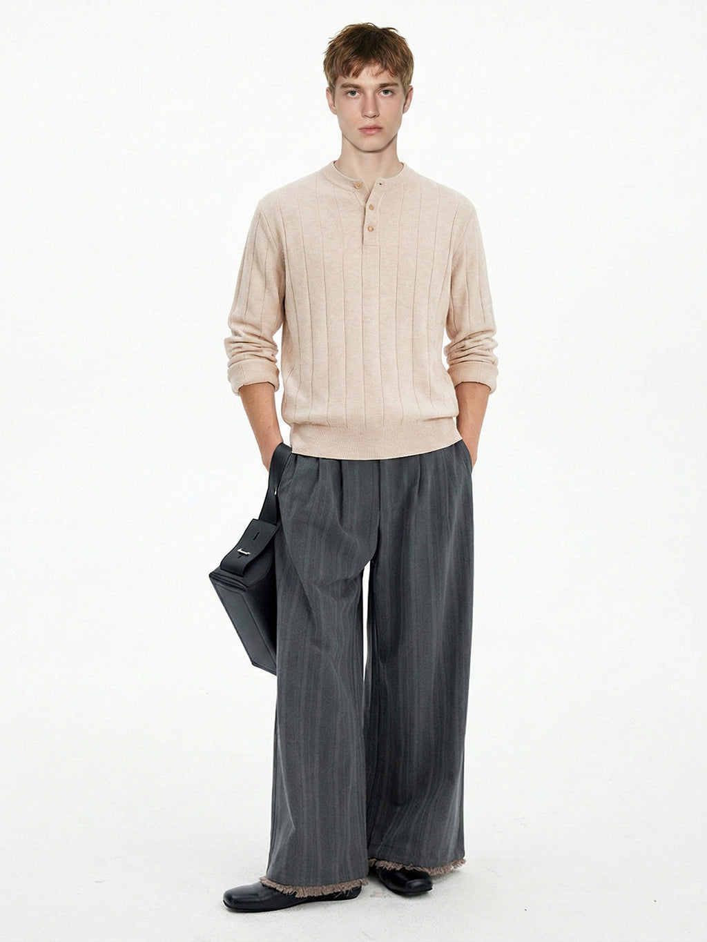 MADEEXTREME Vintage Henry Collar Casual Long Sleeve