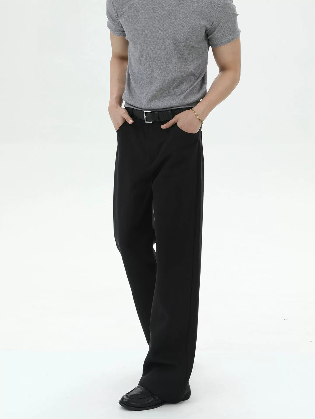 Turn Tide Drape-Fit Flared Straight-Leg Trousers for Men - Slimming