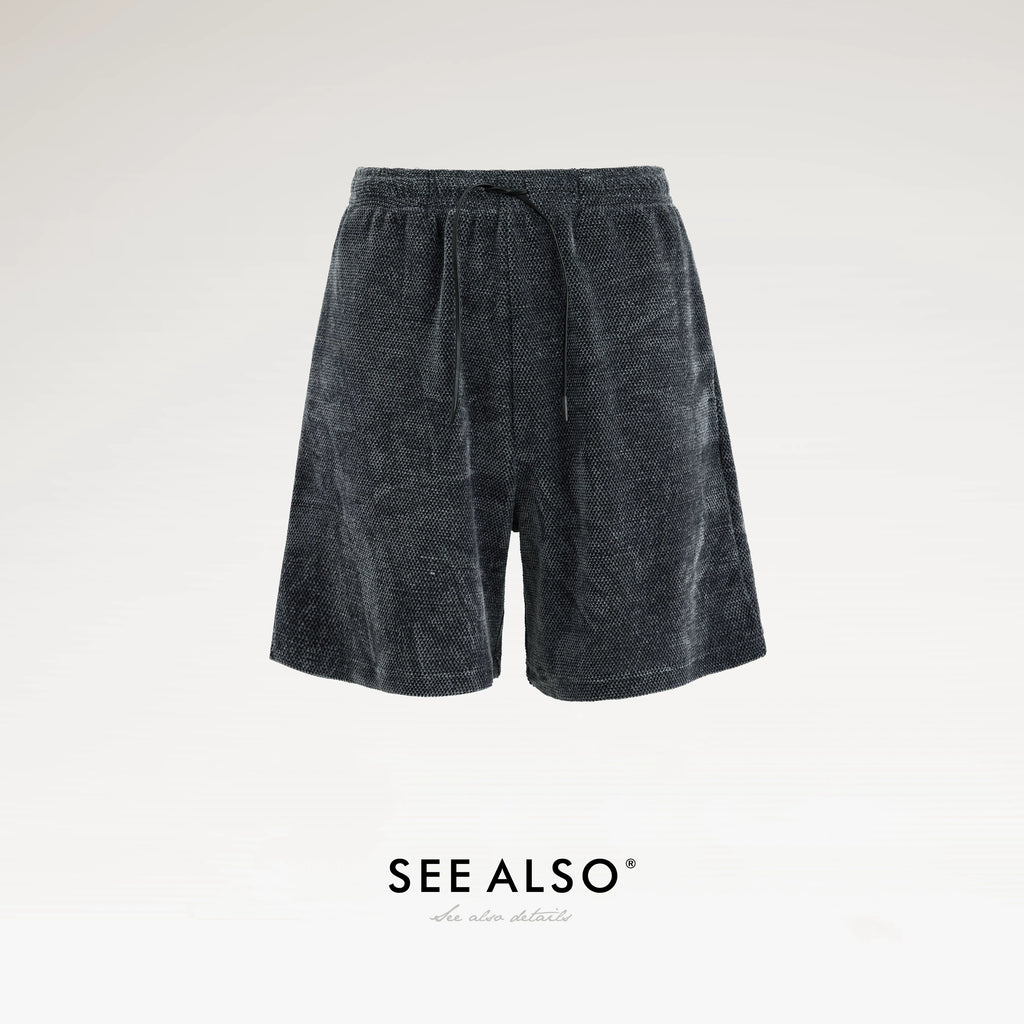 SEE ALSO Knitted Waffle Texture Straight-Leg Casual Shorts