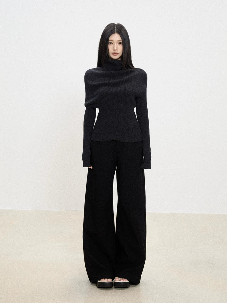 WITHMIN Slim and Thin Bottom Knitted Long Sleeves