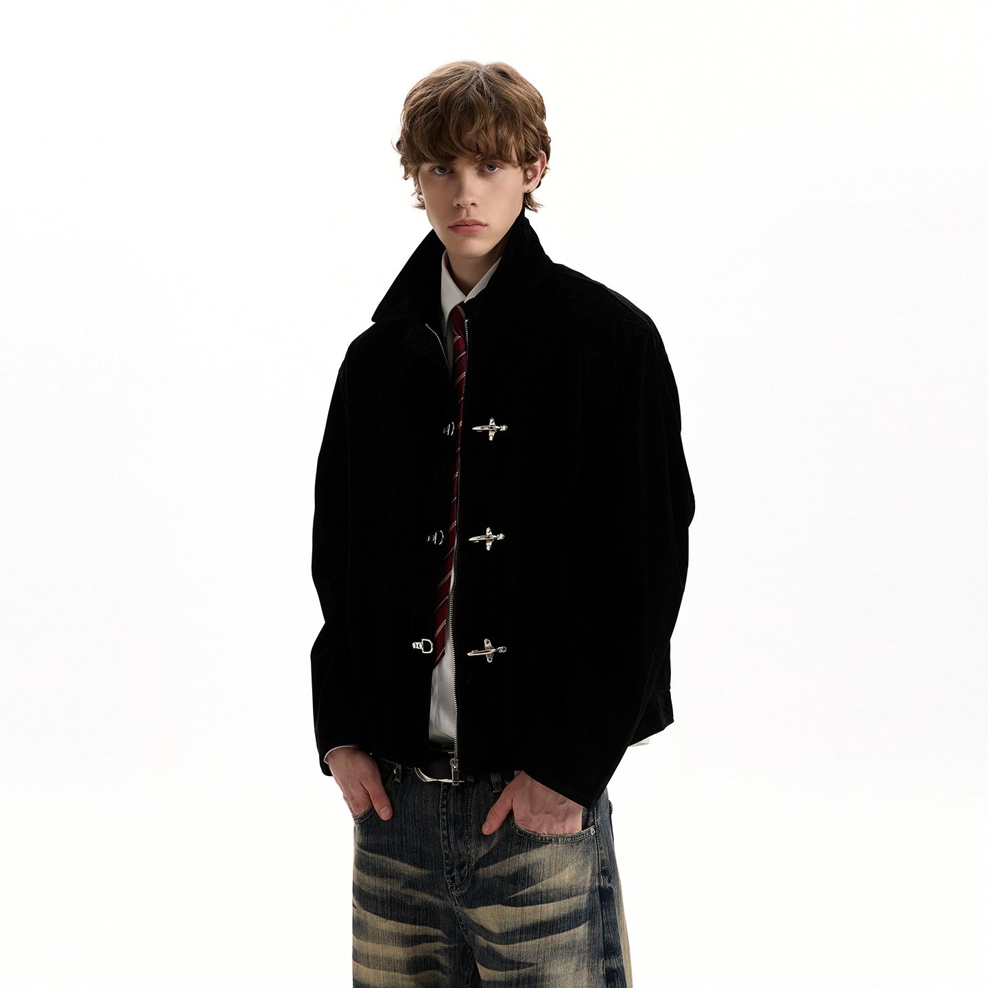 A PUEE Vintage Silhouette Short Suede Jacket