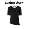 Cantonstory Black Mock Two-Layer Fitted Tee
