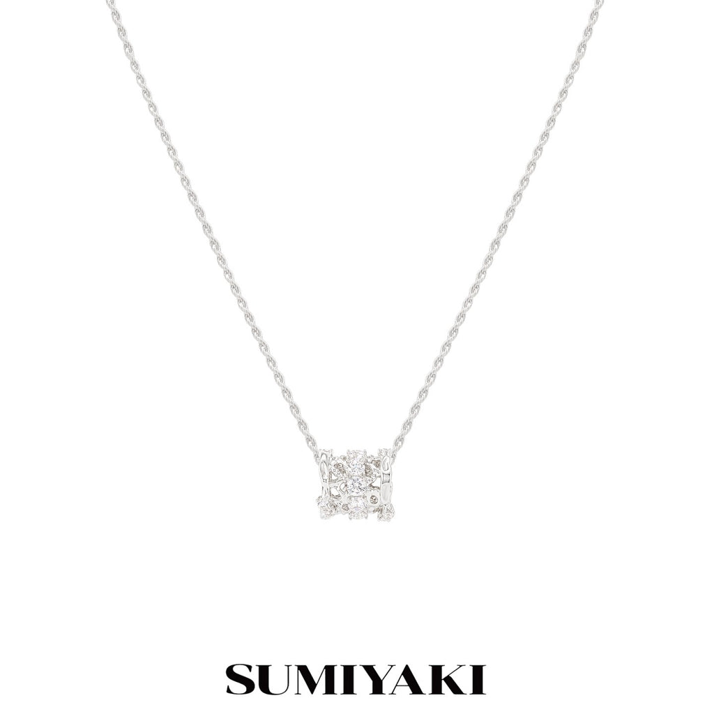 SUMIYAKI Diamond Pendant Rotating Bead Slider Necklace