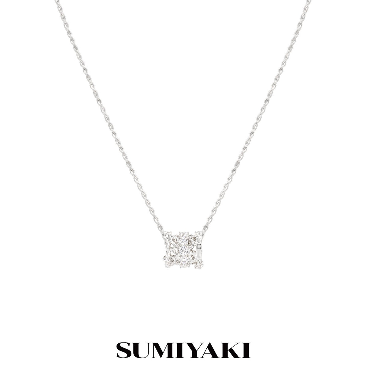 SUMIYAKI Diamond Pendant Rotating Bead Slider Necklace