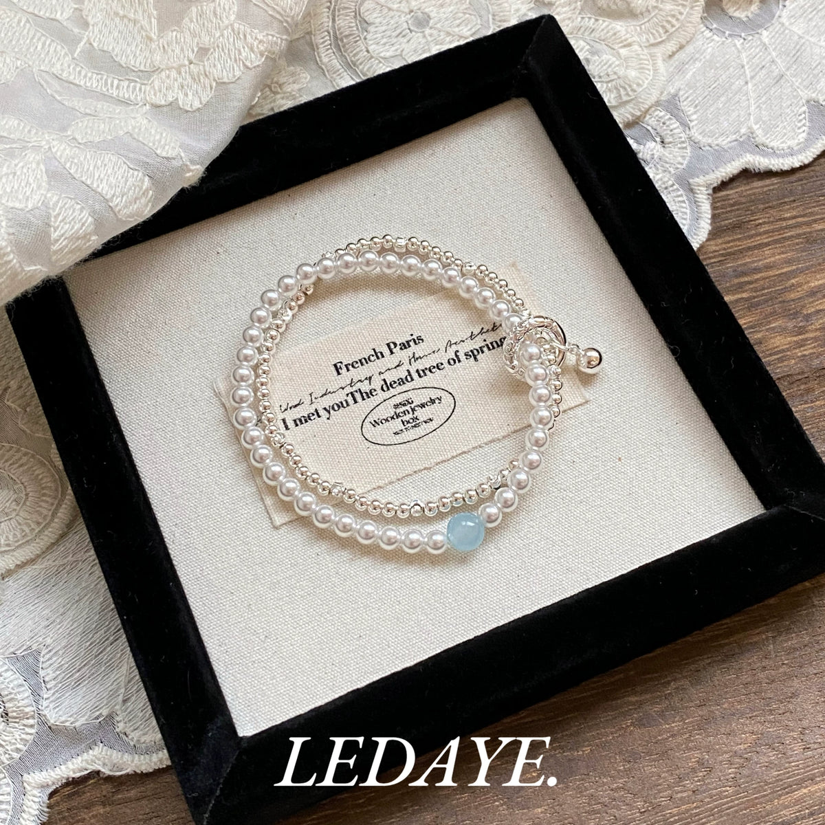 LIDAYE Layered Sterling Silver Pearl Peace Bracelet