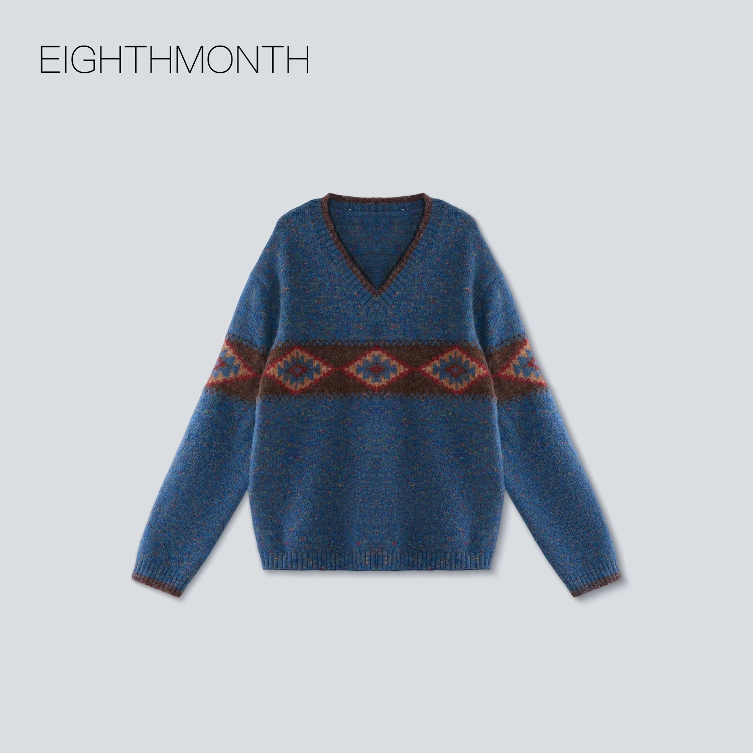 EIGHTHMONTH Vintage Jacquard V-neck Sweater