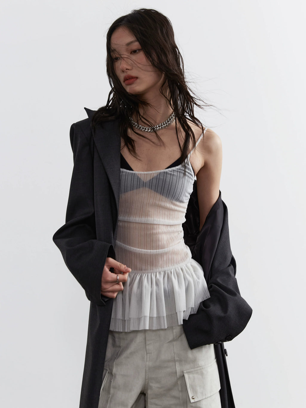 JNYLON Ruffled Versatile Short Stretch Strap