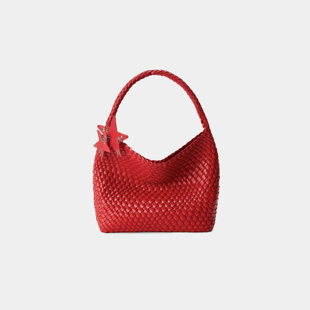 ECODAY Silver Woven Faux Leather Shoulder Bag
