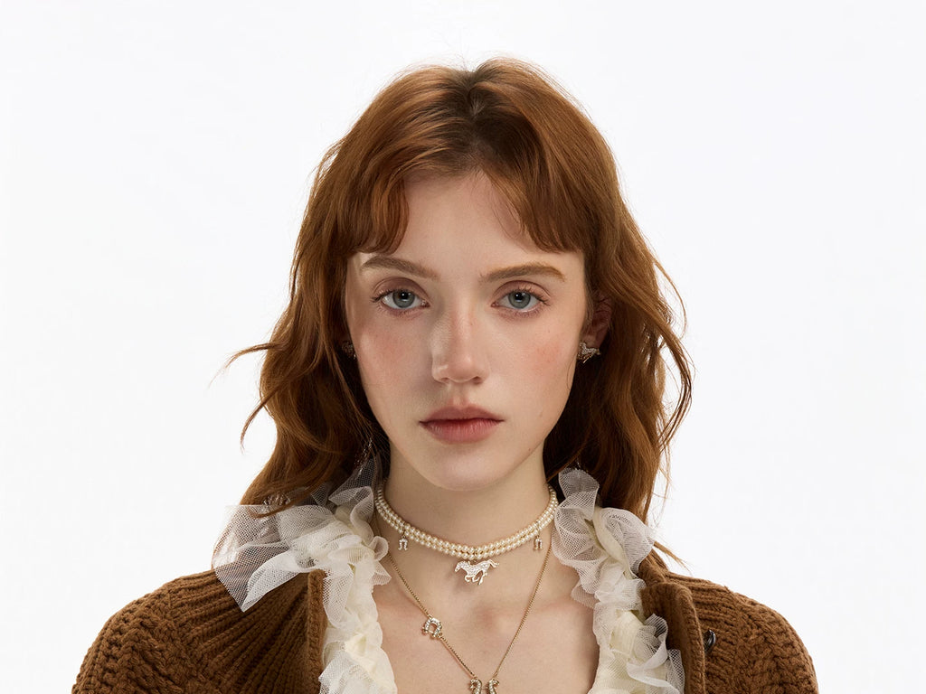 SUMIYAKI Flash Pony Pearl Double-layer Versatile Necklace