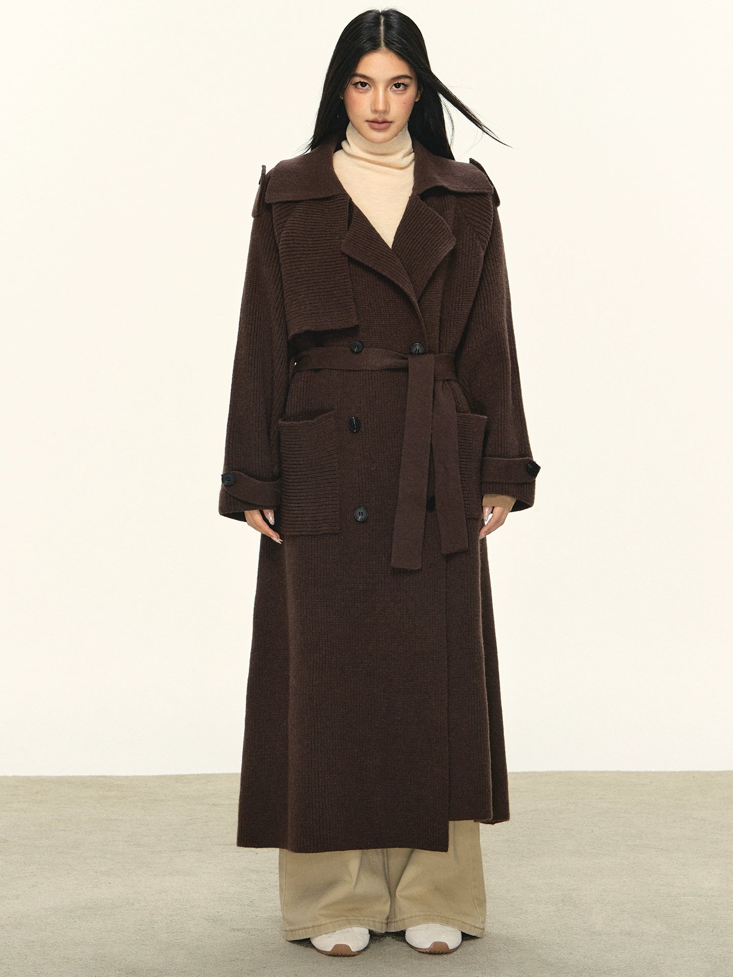 Anna Aneae Double-breasted Medium-length Temperament Coat