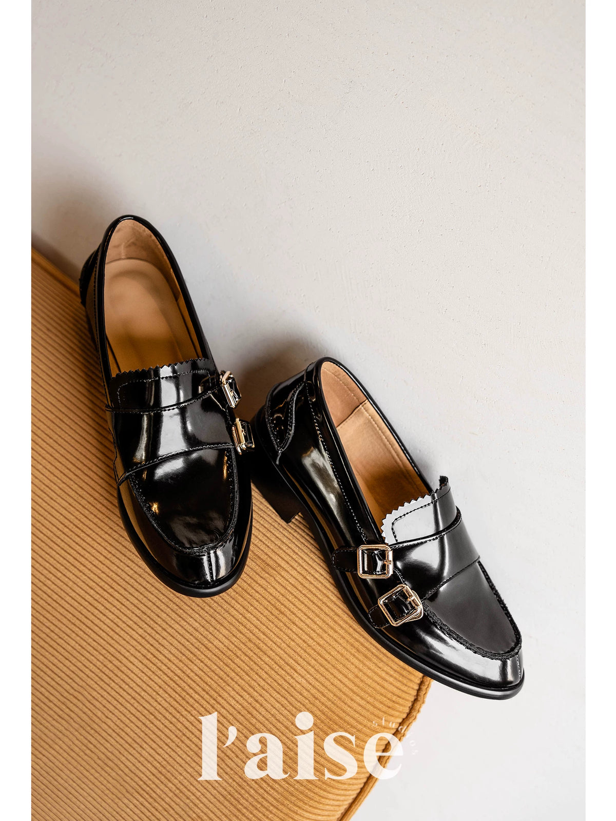 L'aise Leather Handmade Double-Buckle Monk Strap