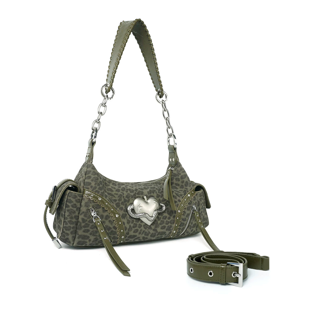 VFVF Black Faux Leather Zip-Top Baguette Bag