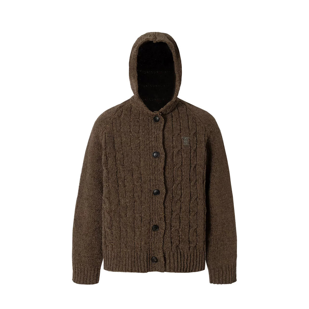 YADcrew Vintage Lazy Twist Hooded Knitted Cardigan
