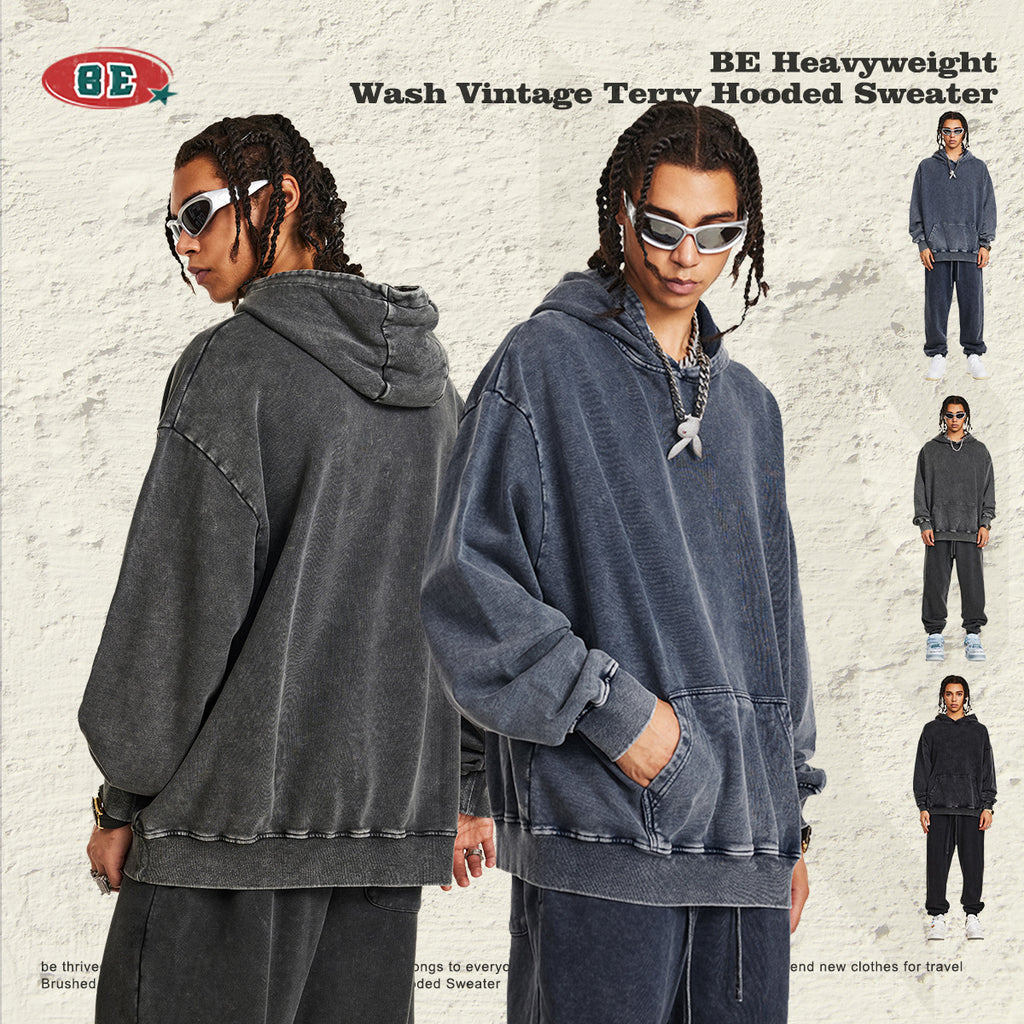 BE THRIVED 420G Washed Oversized Hoodie & Joggers Set