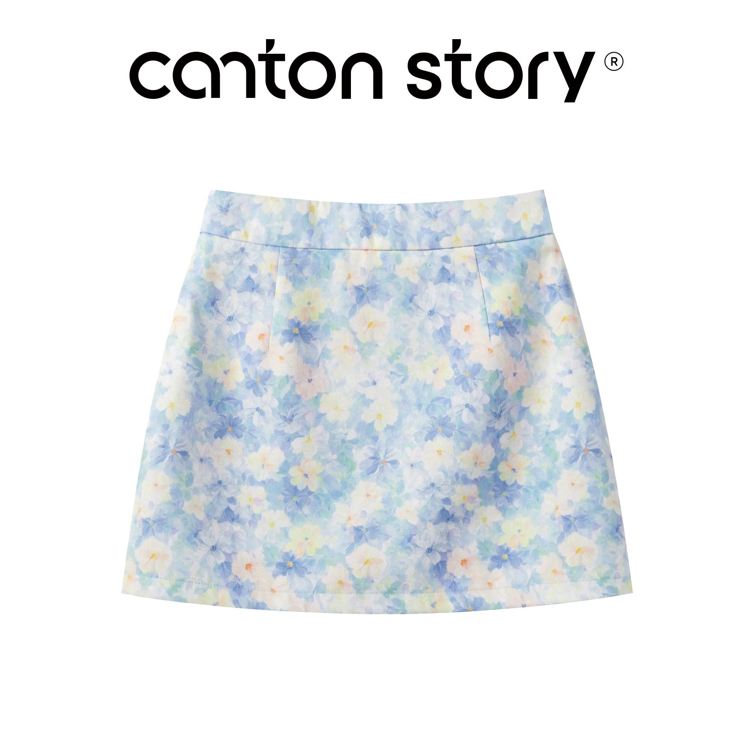Cantonstory High Waist Floral Skirt