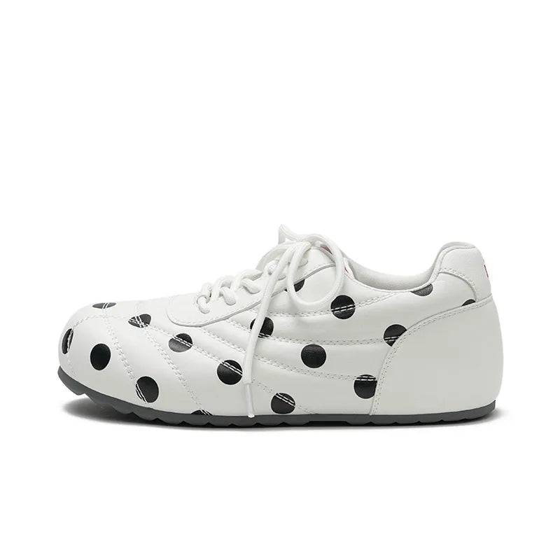 MASOOMAKE Vegan Leather Lace-Up Round-Toe Sneaker