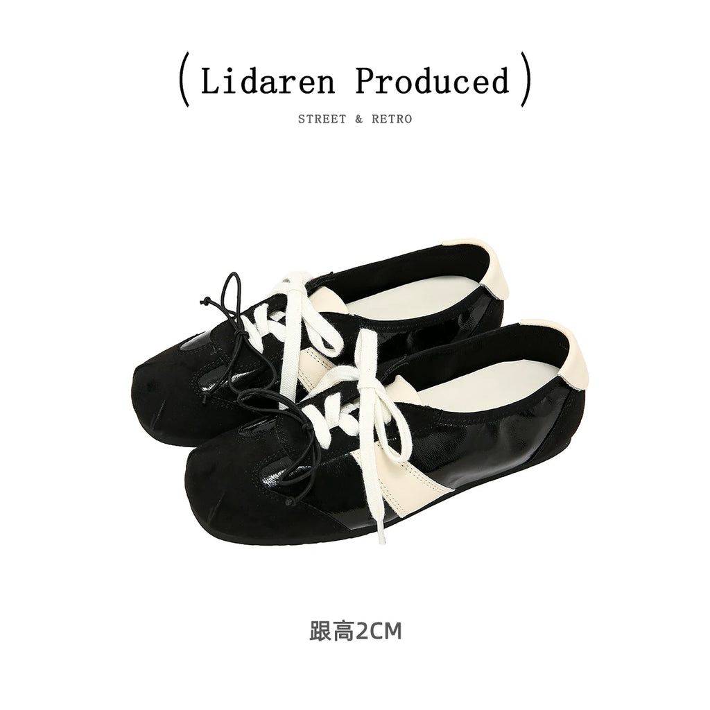 Lidaren Produced Mixed-Media Lace-Up Square-Toe Mary Jane Sneaker