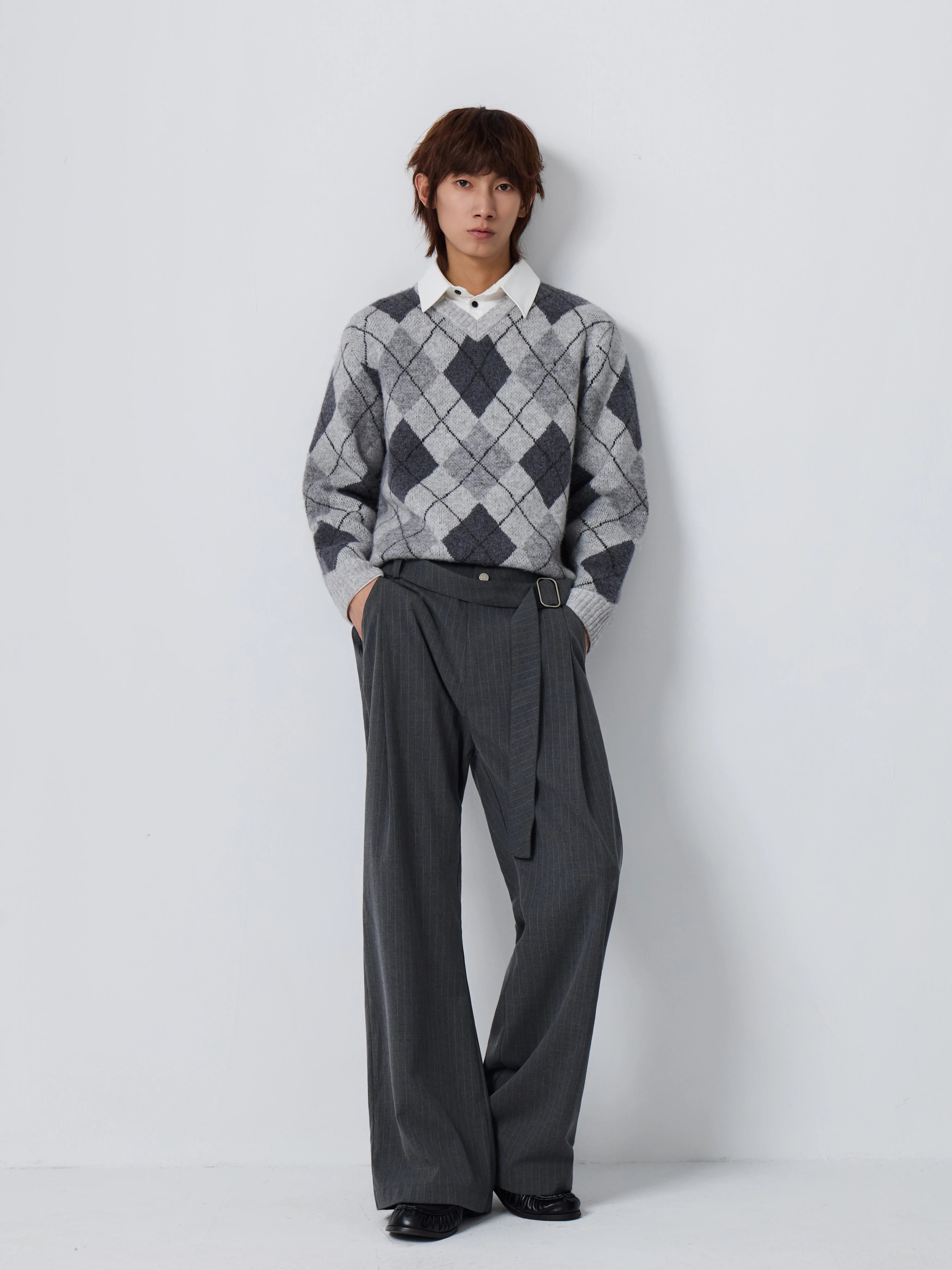 4JUNKS Rhombus Fake Two-piece * Knitted Sweater