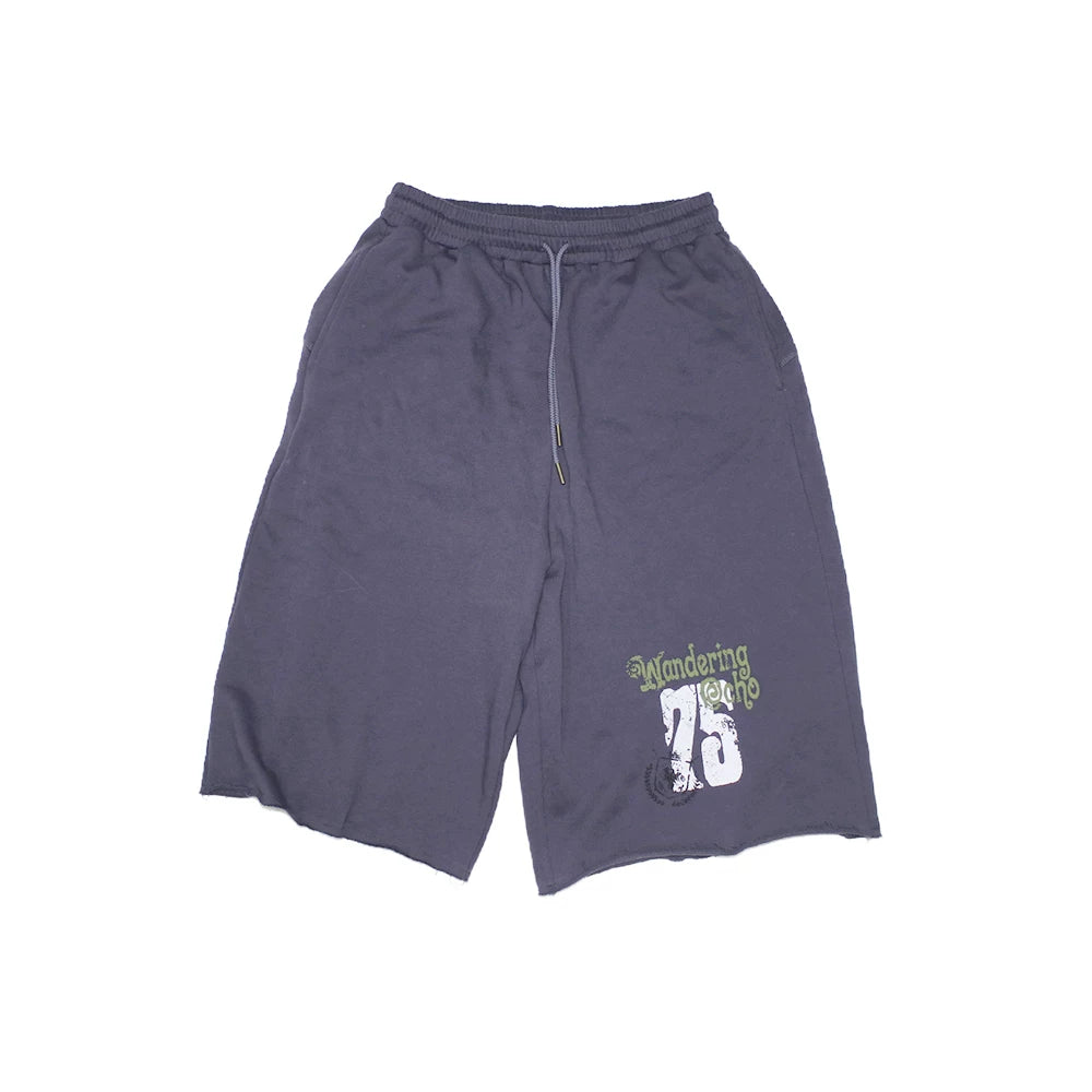 DIMC Distressed Frayed Loose Mid-Rise Sweat Shorts