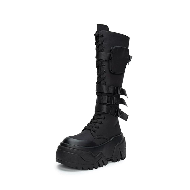 Dollybae Microfiber Platform Combat Boot
