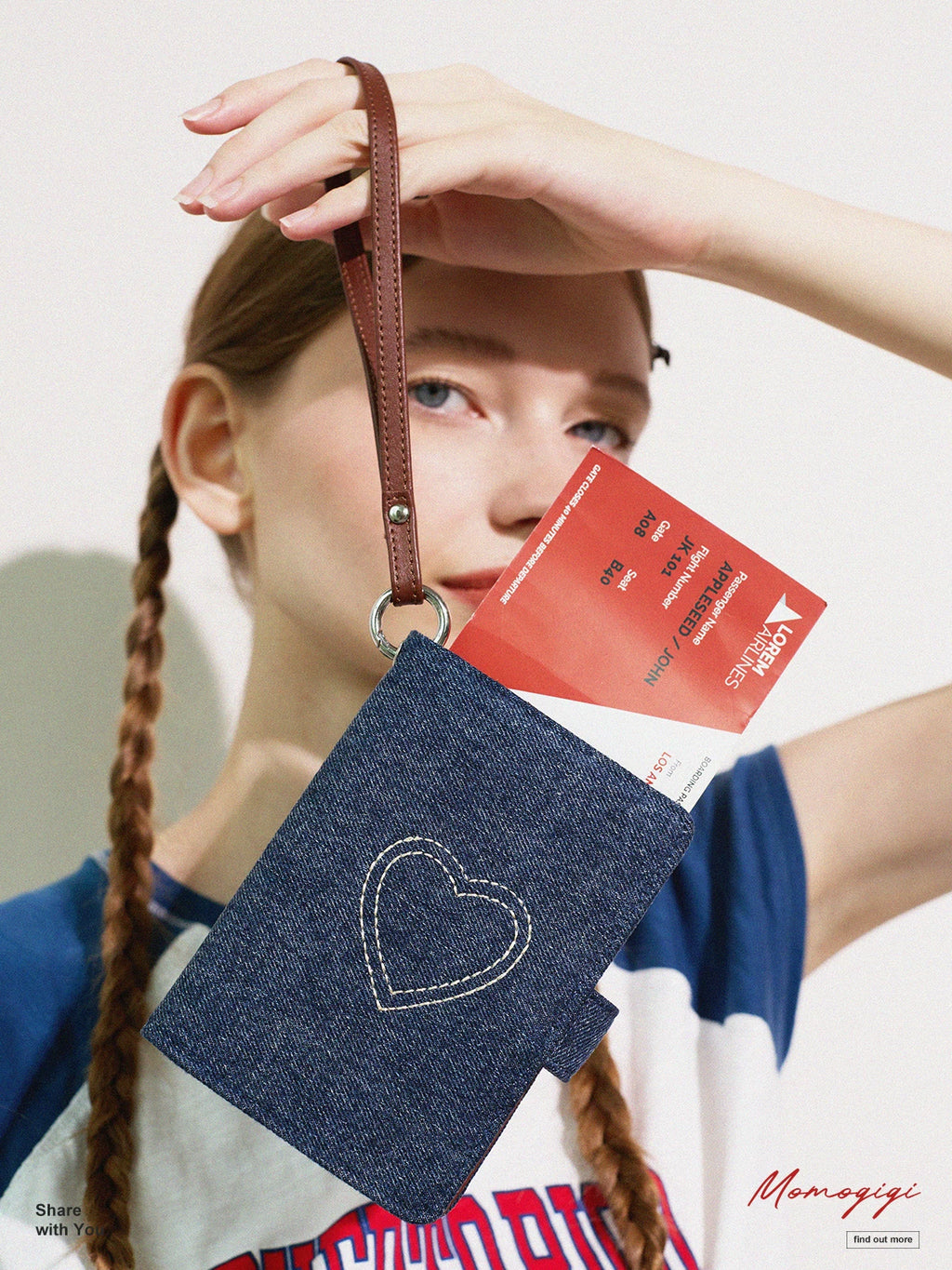 Momogig Vintage Love Embroidery Multifunctional Handheld Passport Holder