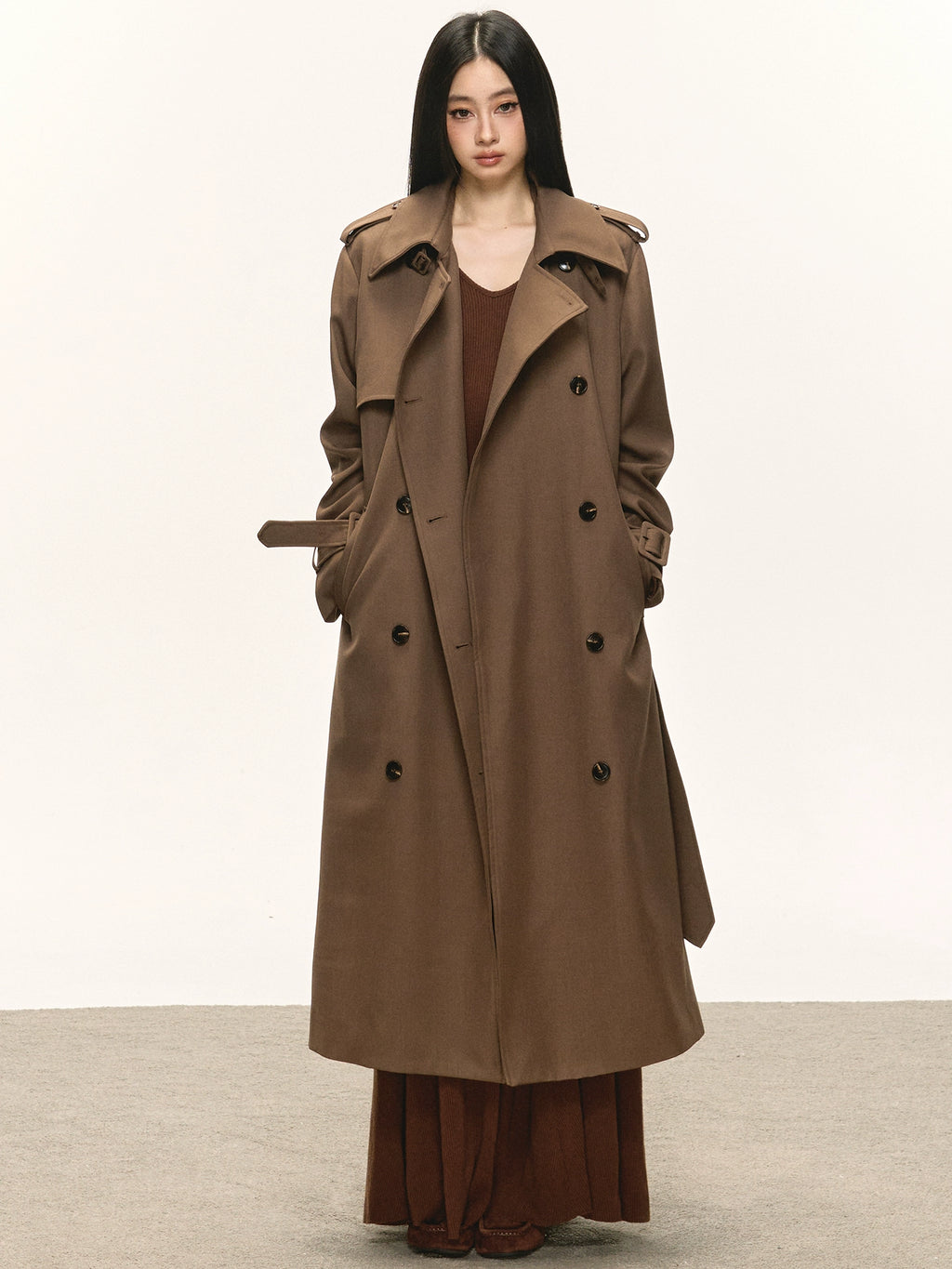Anna Aneae Long Double-breasted Temperament Premium Coat