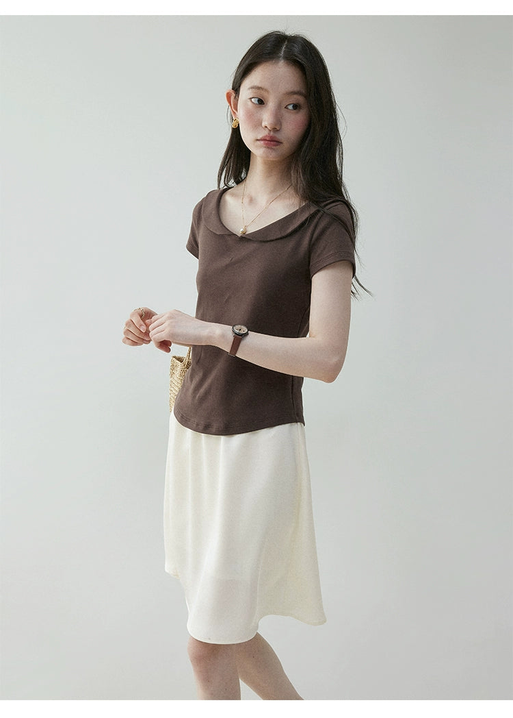 VOOE Peter Pan Collar Curved Hem Tee
