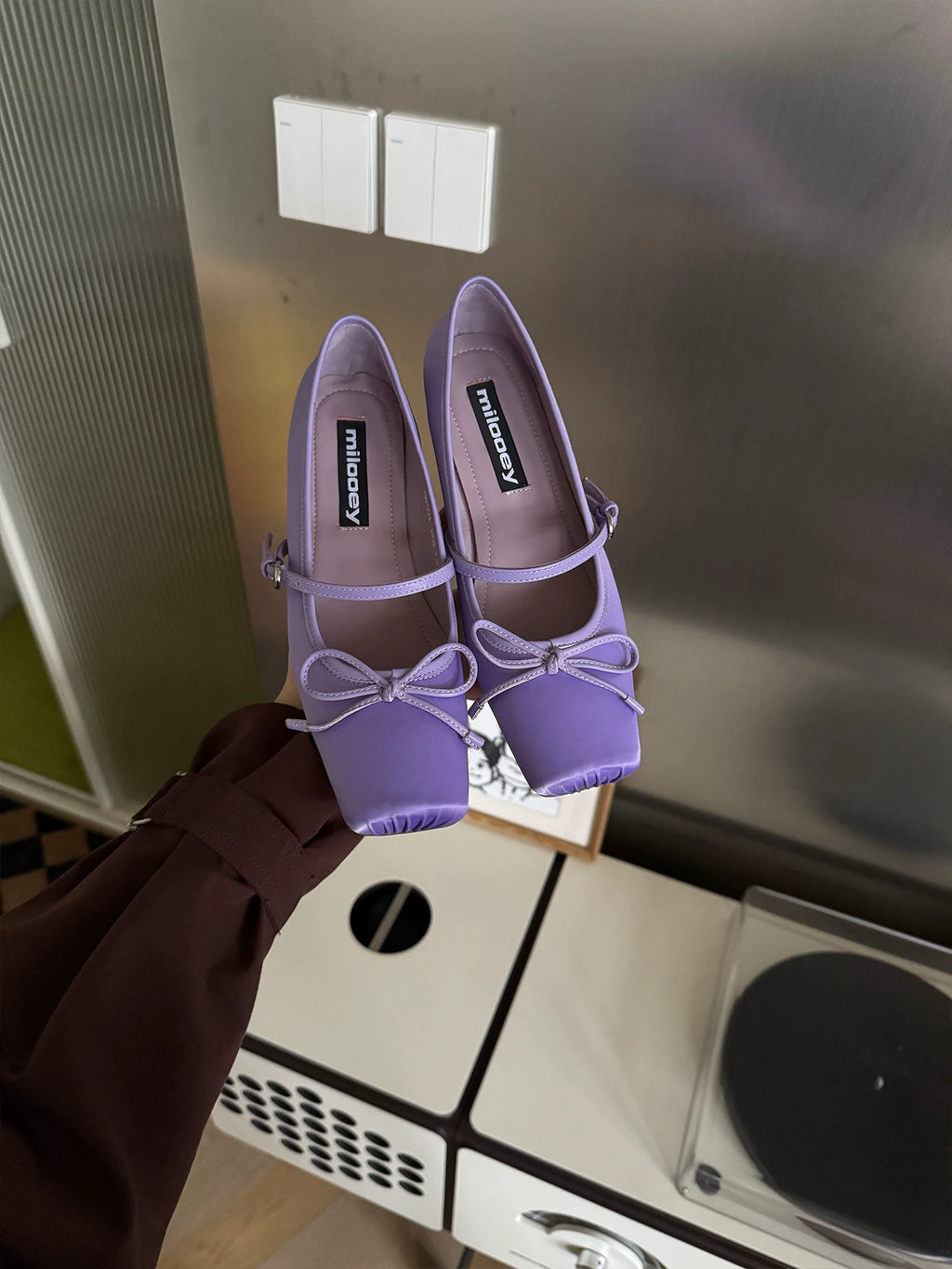 MILOOEY Leather Square-Toe Ankle-Strap Mary Jane