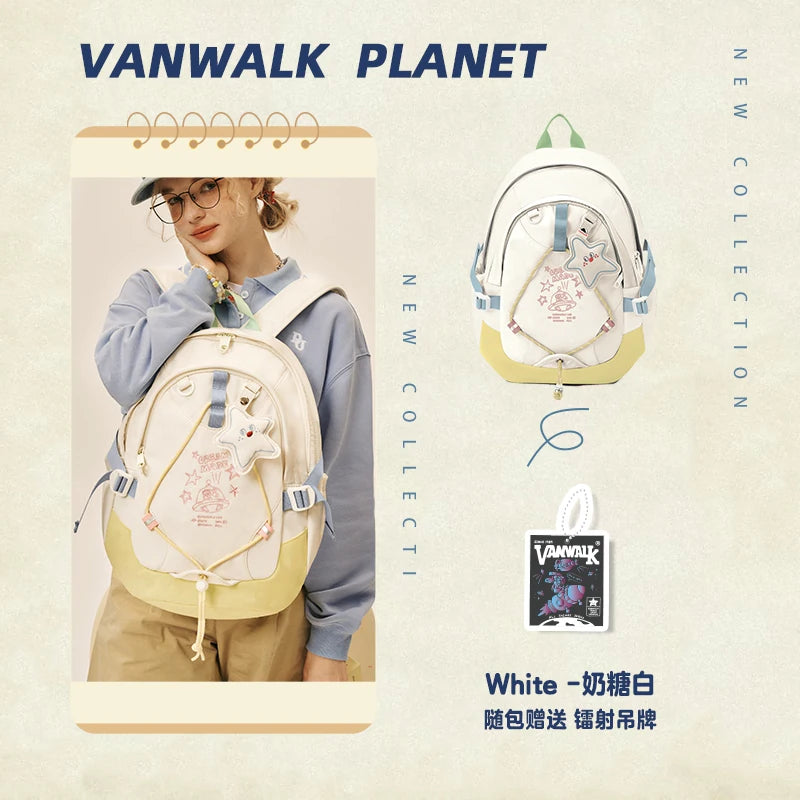 VANWALK Ballet Pink Faux Leather Zip-Top Backpack