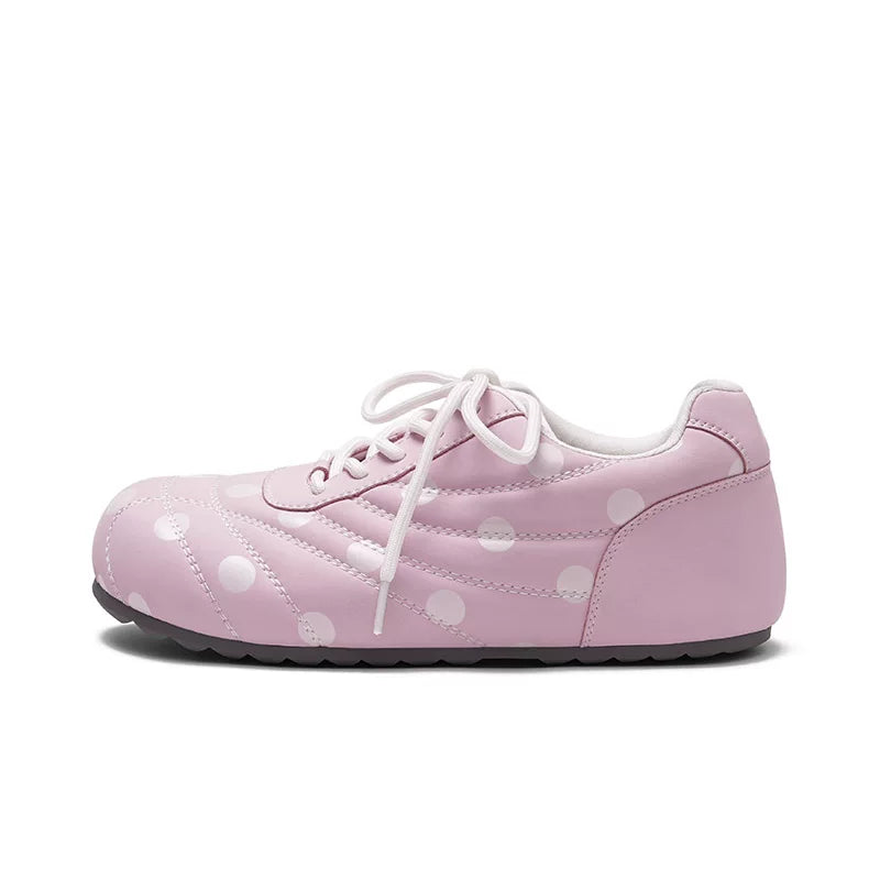 MASOOMAKE Vegan Leather Lace-Up Round-Toe Sneaker