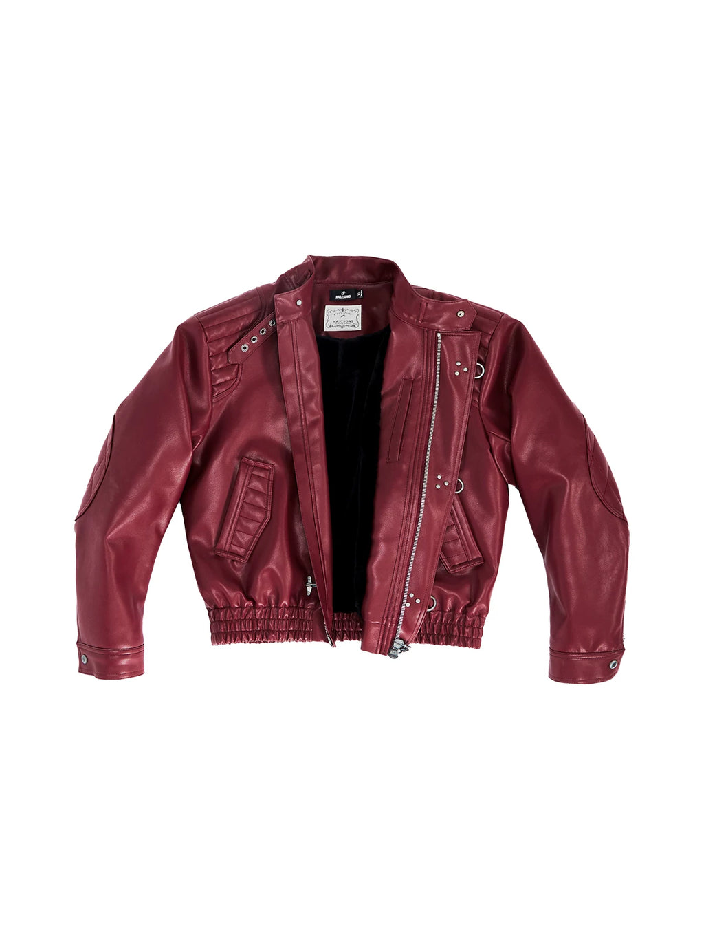HAS2SONS 25FW Patchwork Leather Jacket with Thick Mink Fur Contrast Lining