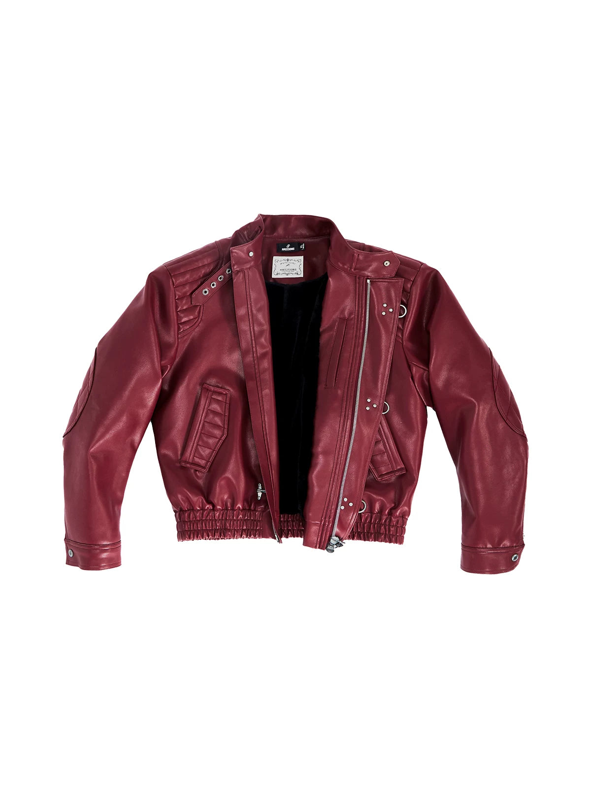 HAS2SONS 25FW Patchwork Leather Jacket with Thick Mink Fur Contrast Lining