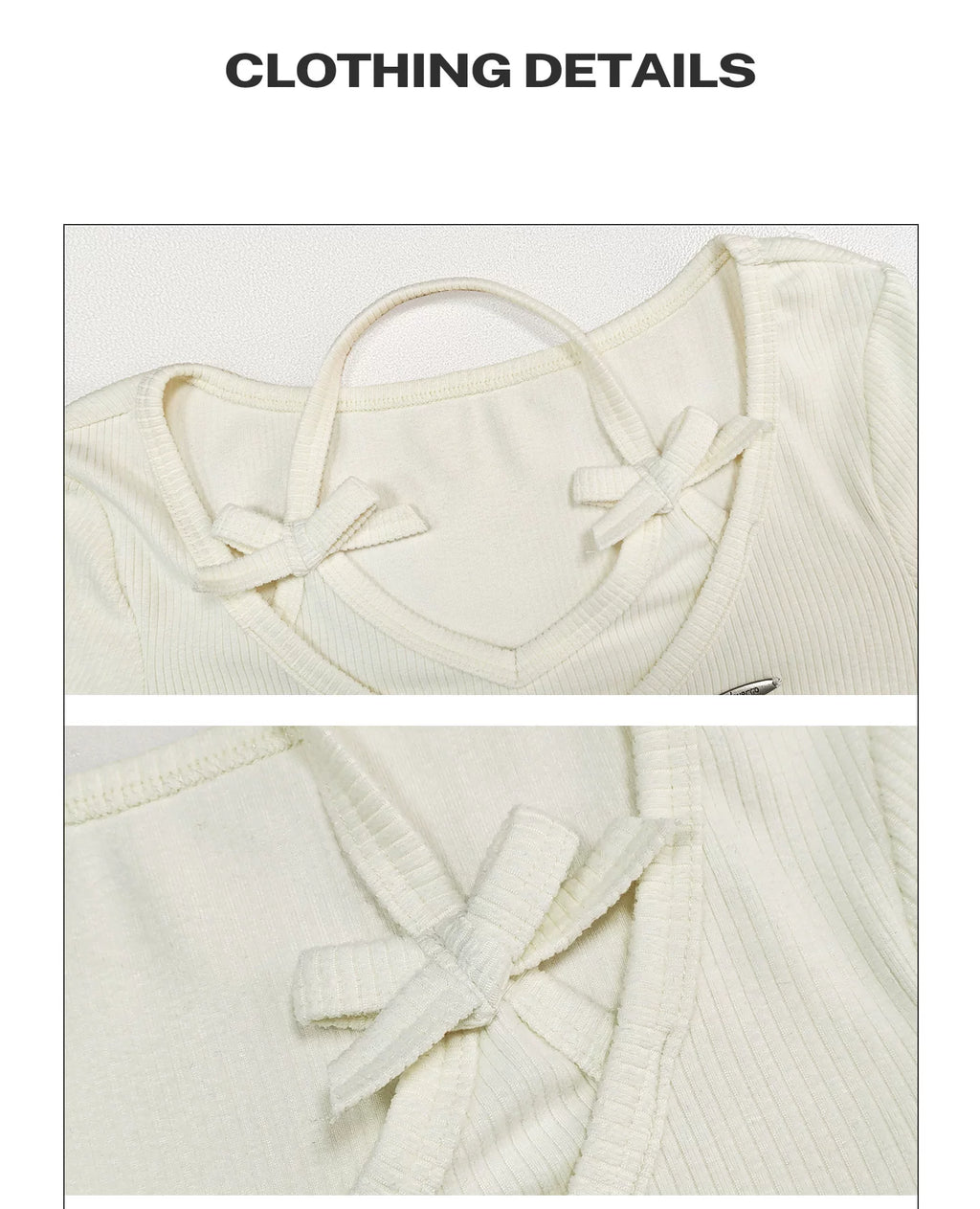 Girlyhalo Vintage Fake Two Piece Neck Slim Long Sleeve