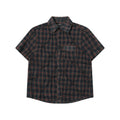 TGNS Woven Plaid Front Shoulder Short-sleeved Shirt