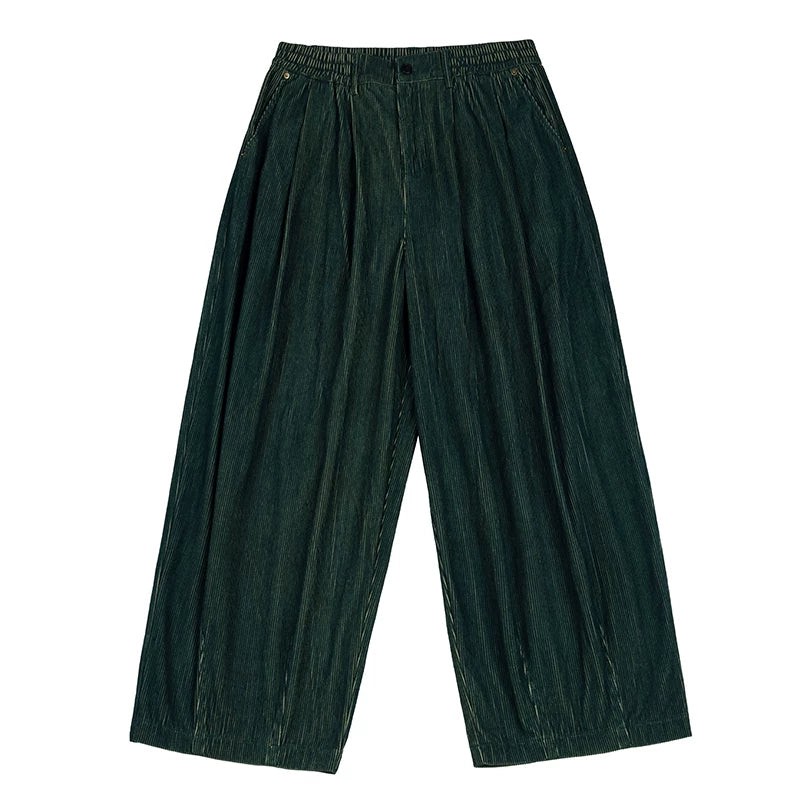 NOEARS Navy Corduroy Wide-Leg Breathable Cargo Pants