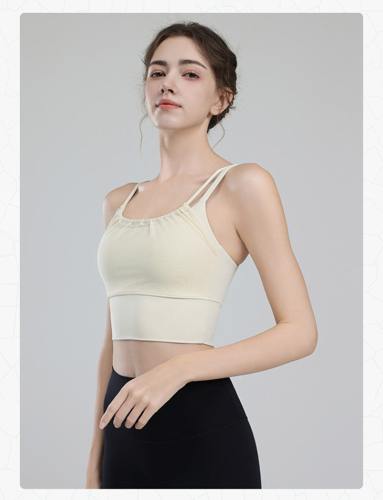 TIANQINGSE Fake Two Pieces with Chest Pads To Gather Underwear Sports Vest